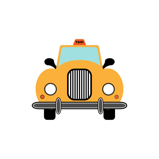 旧的黄色出租车。前视图。图片下载