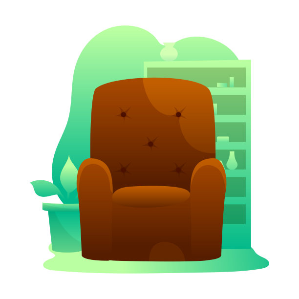 棕色扶手椅平面插图集图片下载