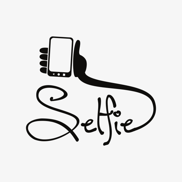 自拍铭文手手机图标矢量插图图片下载