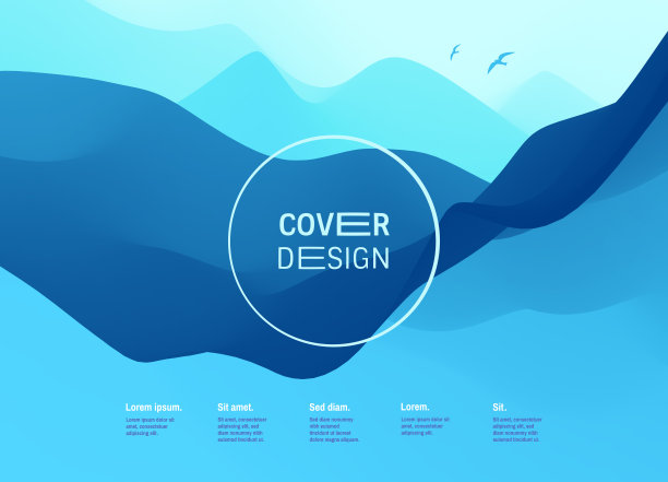 封面设计模板。景观与山脉。带有颜色渐变的抽象背景。适用于海报、传单、横幅、书皮、宣传册、企划书、笔记本等。矢量插图。图片下载
