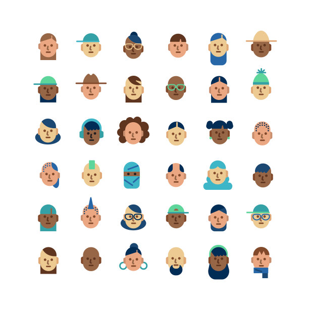 平面人图标矢量集图片下载