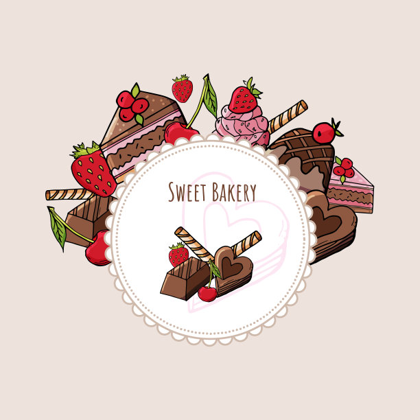 在单独的背景上画上草莓和樱桃的糖果。图片下载