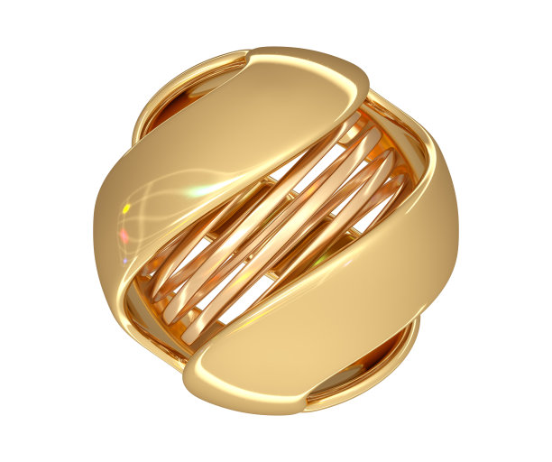 抽象的金色球，中间有一个螺旋，表面有颜色的亮点。图片下载