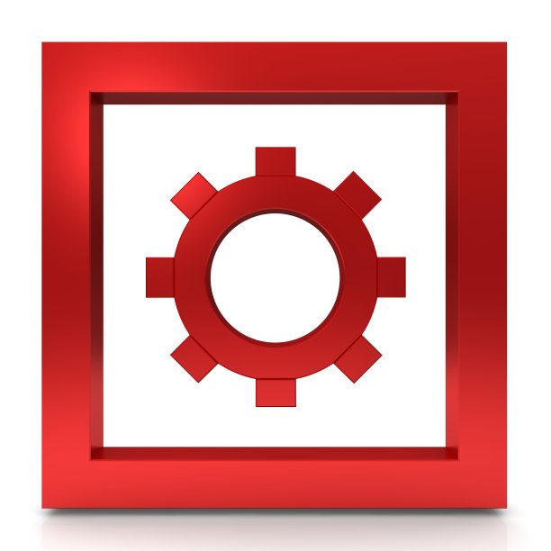 齿轮图标齿轮符号选项设置符号工作开发过程按钮红色3d渲染图形孤立在白色背景图片下载