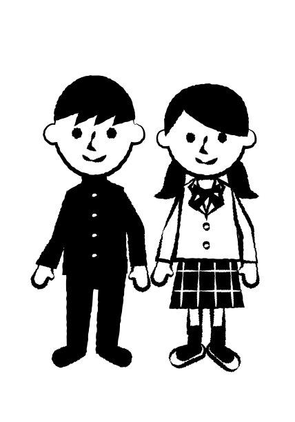 微笑的面部表情。全体男女学生。矢量插图。图片下载