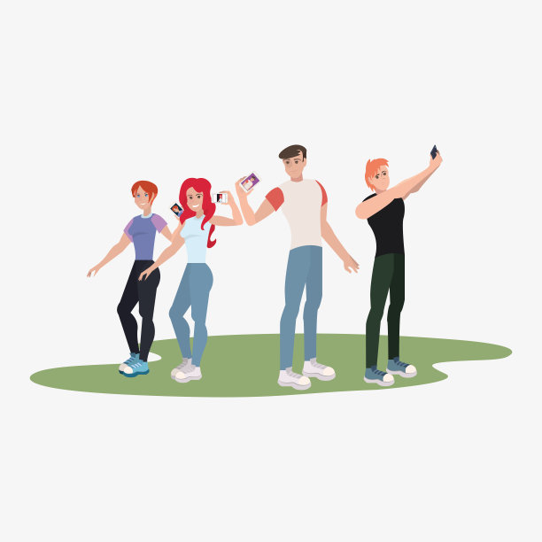 组人自拍图标矢量插图图片下载