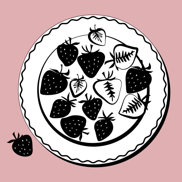 简单手绘黑草莓和白草莓图片下载