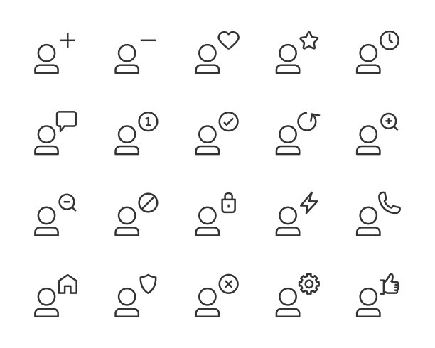 人物图标合集：用户、男人、团队合作、朋友、社交媒体图片下载