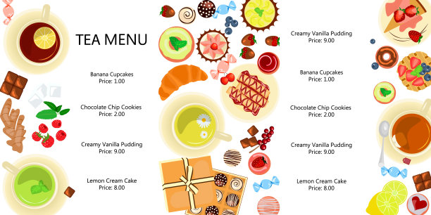 可爱的菜单和不同的饮料图片下载