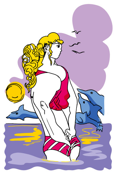 女人和海豚图片下载