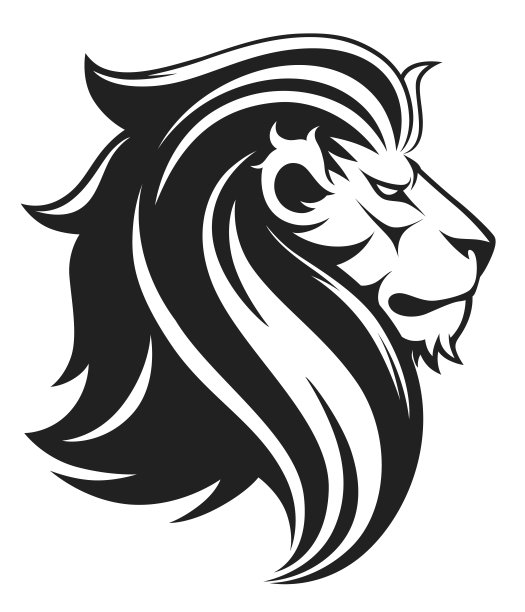 狮子头黑白侧面图图片下载