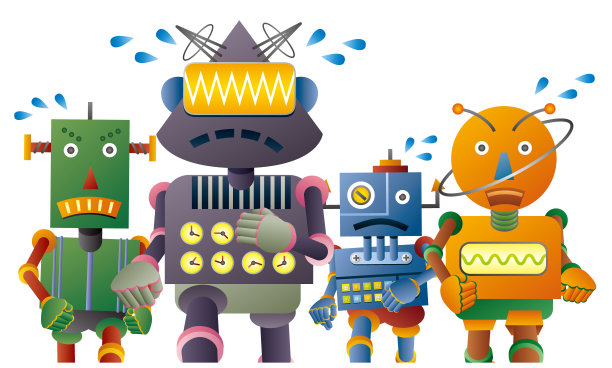 可爱的机器人人物跑马拉松图片下载