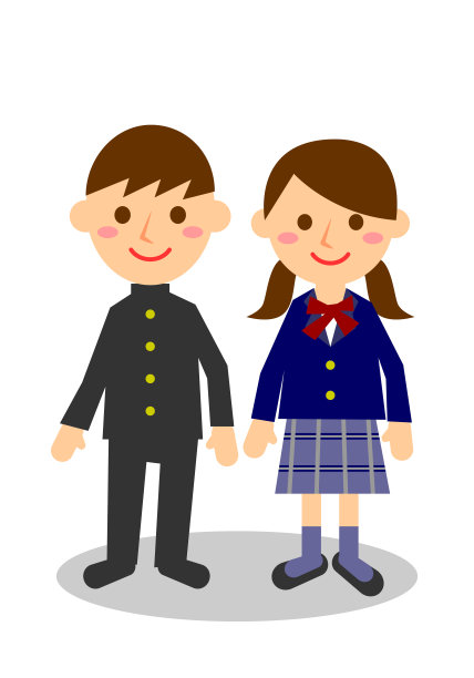 微笑的面部表情。全体男女学生。矢量插图。图片下载