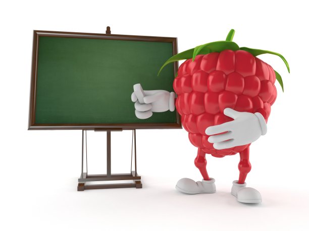 空白黑板上的树莓字图片下载