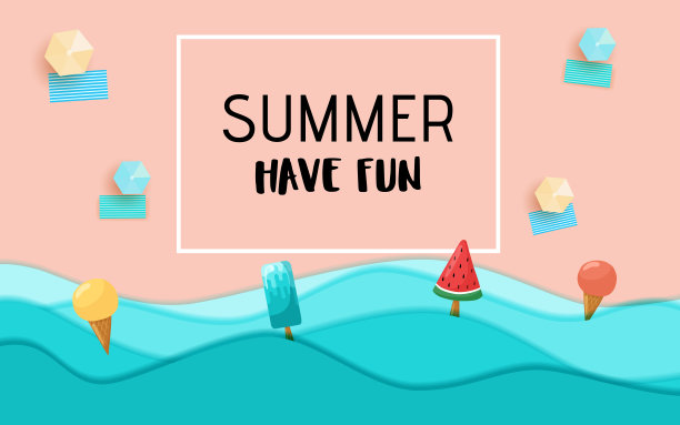 俯视图蓝色海浪纸和海滩销售广告设计。图片下载