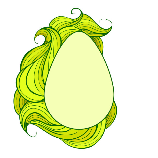带有鸡蛋和绿色波浪卷发的贺卡。物体与背景分离。向量复活节卡片图片下载