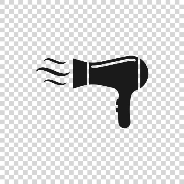 灰色吹风机图标孤立在透明的背景。吹风机的迹象。头发干燥的象征。吹热空气。矢量图图片下载