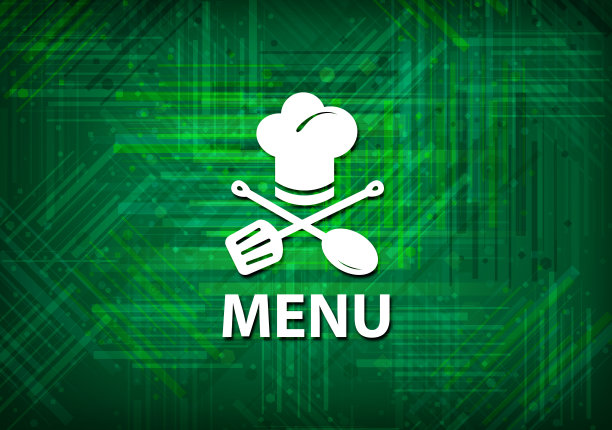 菜单(餐厅图标)绿色背景图片下载