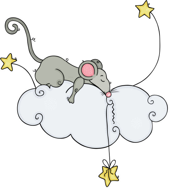 小老鼠睡在满天星星的云上图片下载