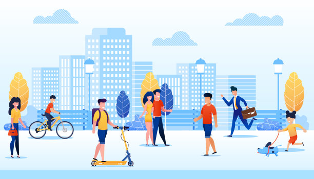 公园里有不同的人做不同的活动。图片下载