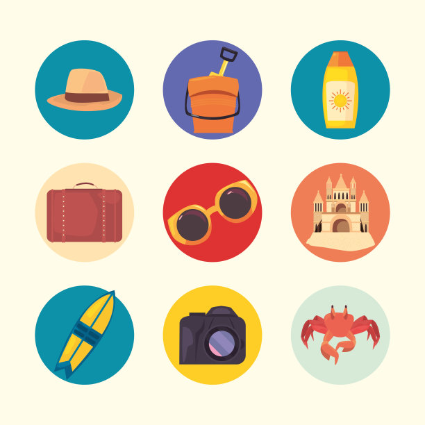 夏季时间假期矢量插图图片下载