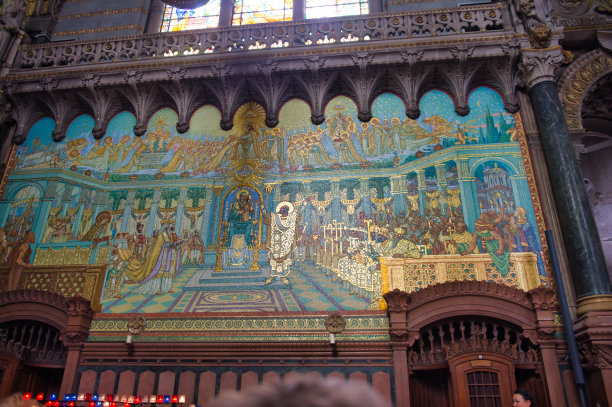 罗纳河，里昂的巴黎圣母院Fourvière图片下载