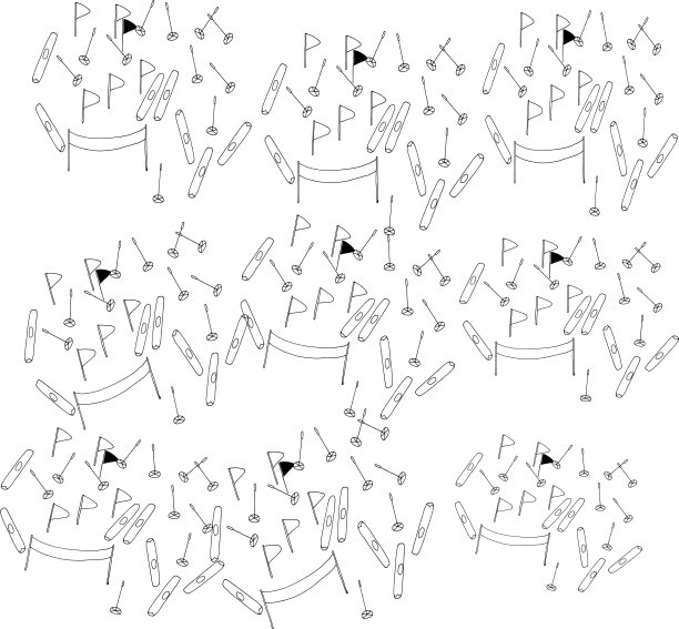 冬季运动的白色背景上的涂鸦图案。滑雪，雪和娱乐，户外旅游，素描图片下载