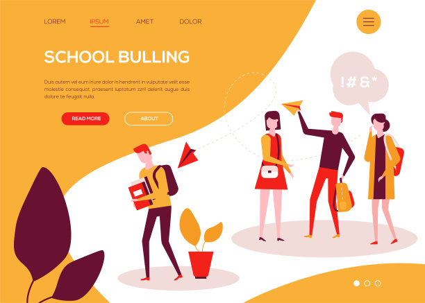 校园欺凌——色彩斑斓的平面设计风格的网络横幅图片下载