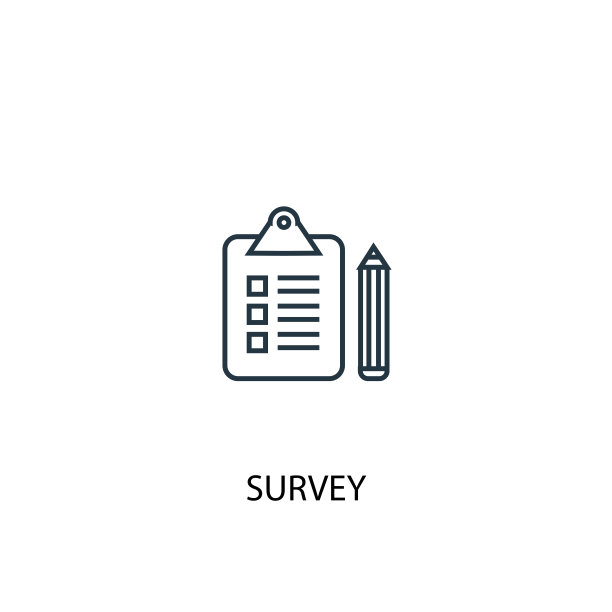 调查概念线图标。简单元素说明。勘察概念轮廓符号设计。可以用于网页和手机的UI/UX吗图片下载