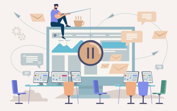 咖啡休息办公室工作平面矢量概念图片下载