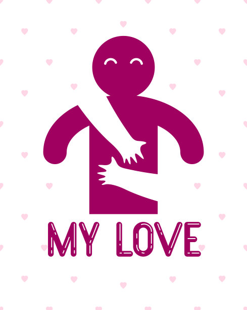 爱人双手呵护男人的胸膛，简约风格的矢量图标或插画图片下载