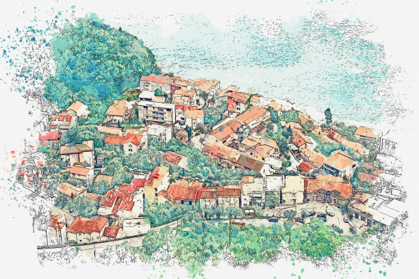 黑山的一个沿海小镇图片下载