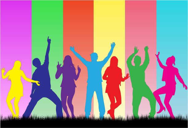 跳舞的人轮廓。抽象的背景。图片下载