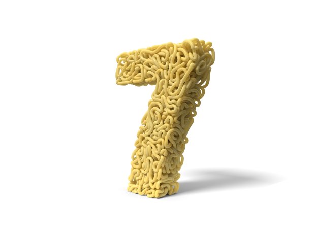 7号面条。用来烹饪的卷意大利面。三维演示图片下载