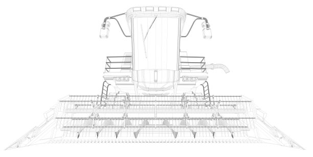 工业三维图的薄轮廓，详细的三维农业联合收割机与收获管隔离，农业设备的研究概念图片下载