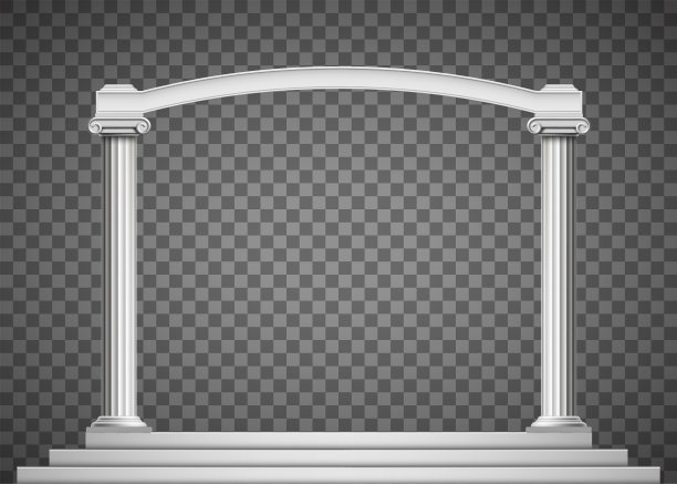 有拱形的古式柱子。孤立在透明背景上。图片下载
