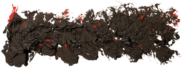 黑色长油彩纹理油漆着色笔触，带有小红点，手绘，孤立在白色背景上。图片下载