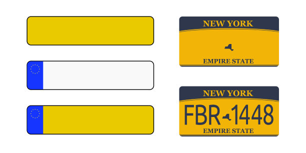 登记车牌的车辆登记车牌与欧洲和英国的影子。纽约。图片下载