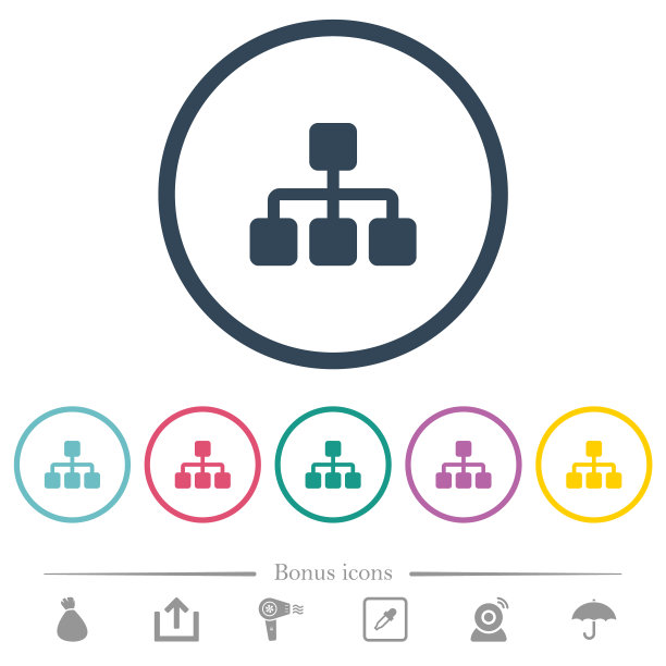 网络平面颜色图标在圆形轮廓图片下载