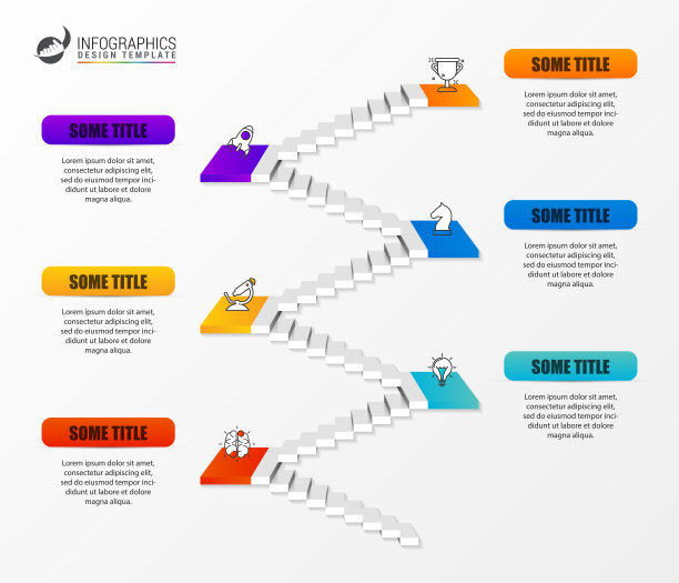 信息图表设计模板。创意概念有6个步骤图片下载
