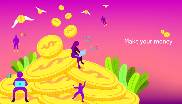 让你的钱。管理您的企业营销在任何地方。美丽的颜色背景。矢量插图eps10图片下载