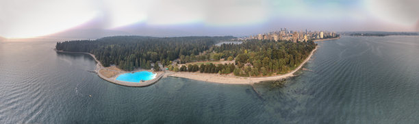 加拿大温哥华。日落全景鸟瞰图从斯坦利公园图片下载