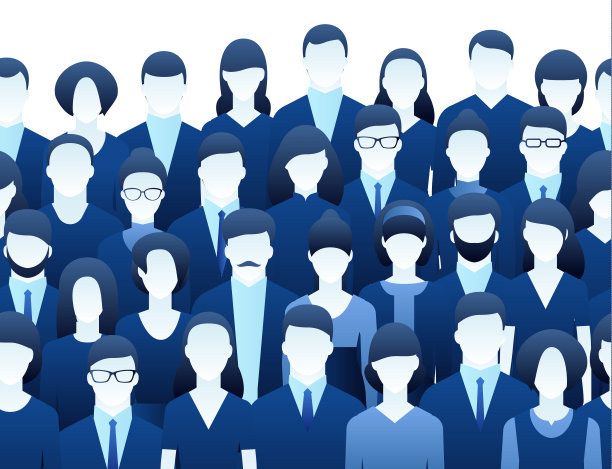 那群抽象的人，蓝色的。平面设计图片下载