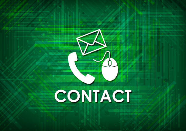 联系人(电话邮件和鼠标图标)绿色背景图片下载