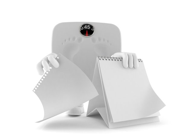 带有空白日历的重量刻度字符图片下载