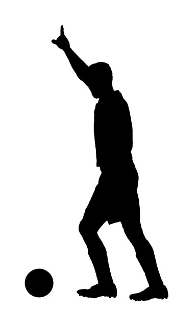 足球运动员的剪影孤立而拍摄足球图片下载