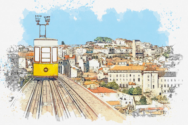 里斯本传统有轨电车。图片下载
