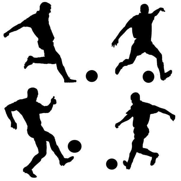 足球运动员的剪影孤立而拍摄足球图片下载