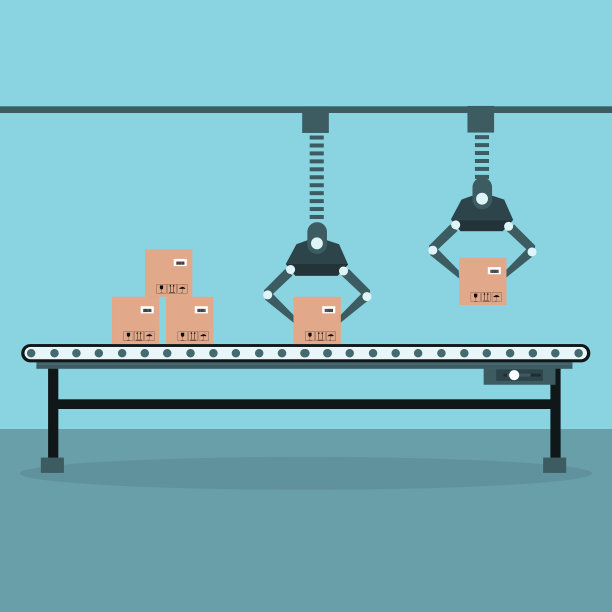 工业输送带采用自动化机械臂图片下载