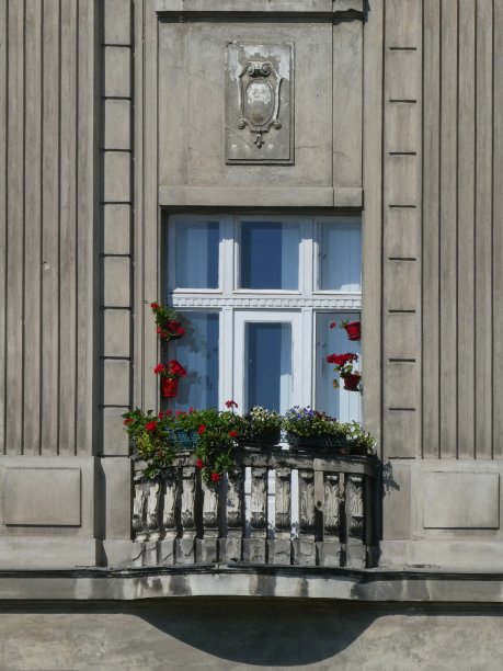 窗户和阳台上有花图片下载